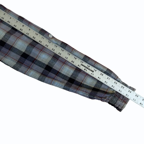 CP Shades Jay Plaid Button-Up Shirt Womens L Rolled Tab Sleeves Gray Cotton - Picture 11 of 13